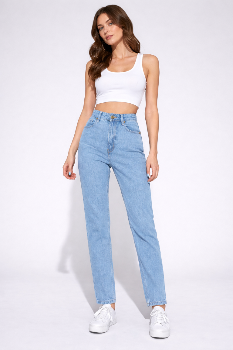 Jean sur-mesure coupe mom taille haute – Refined Motion | HOLDENIM