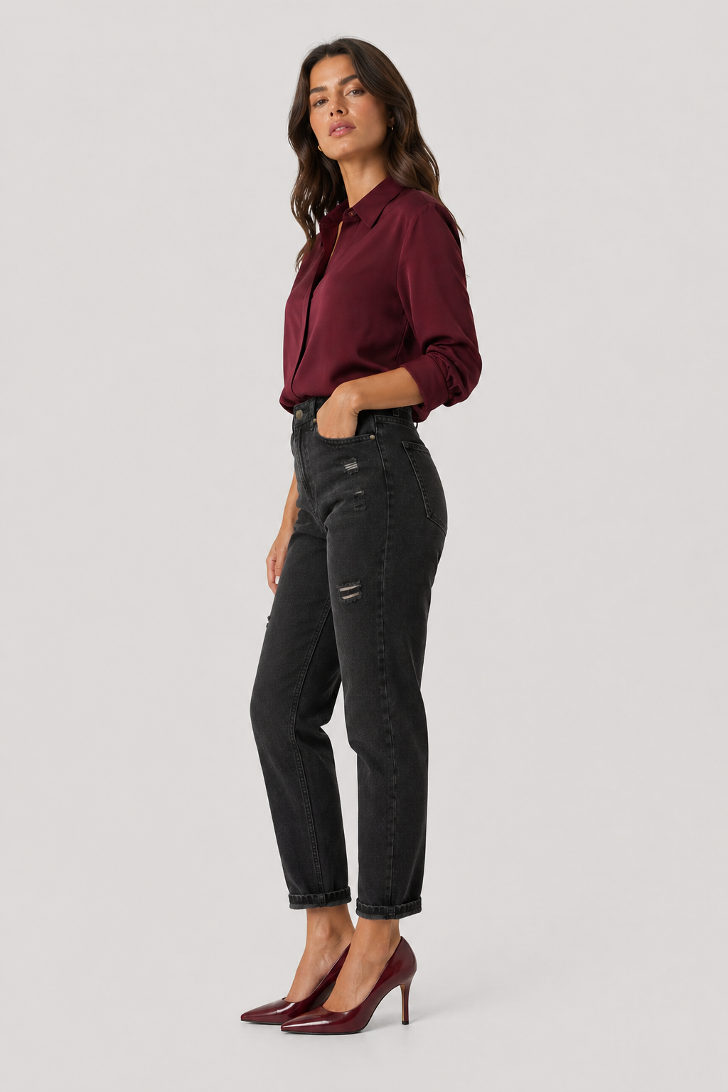Jean sur-mesure coupe mom taille haute – True Ease 3 - ME407 - Vue 3