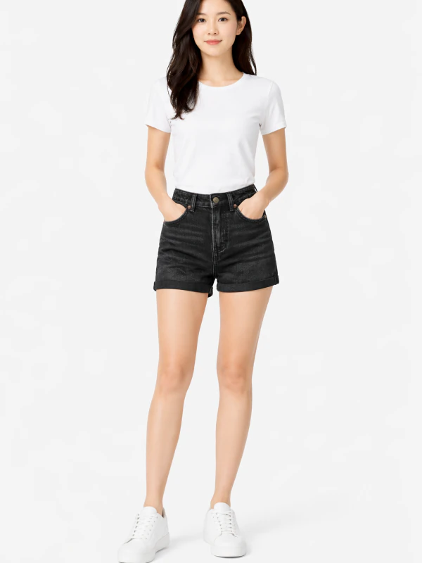 Short en jean sur-mesure noir taille haute – Tailor Breeze | HOLDENIM