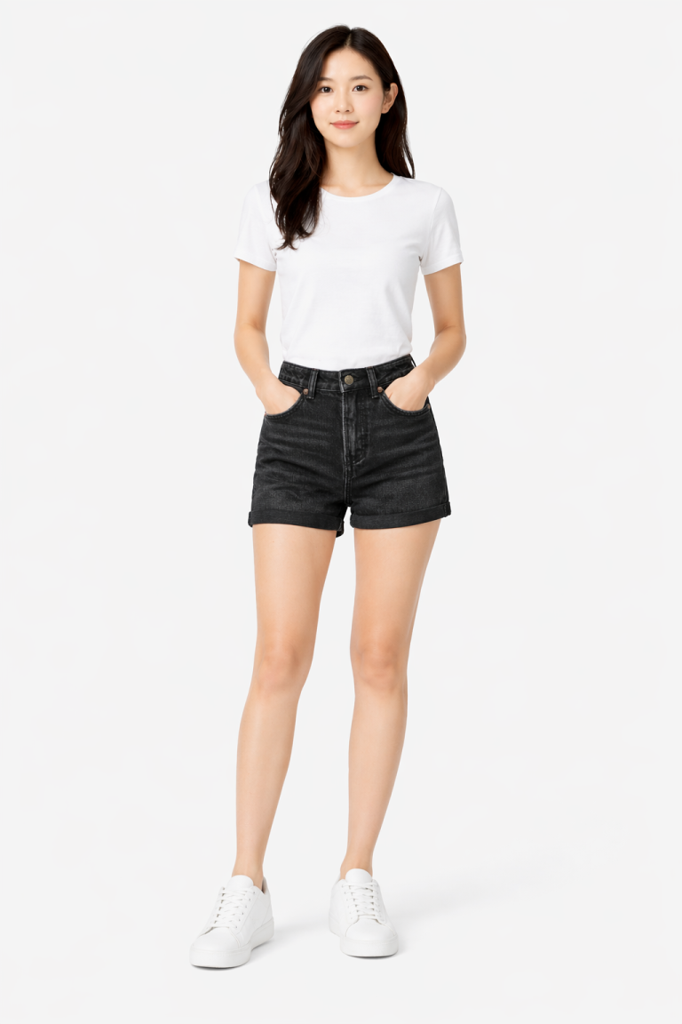 Short en jean sur-mesure noir taille haute – Tailor Breeze | HOLDENIM