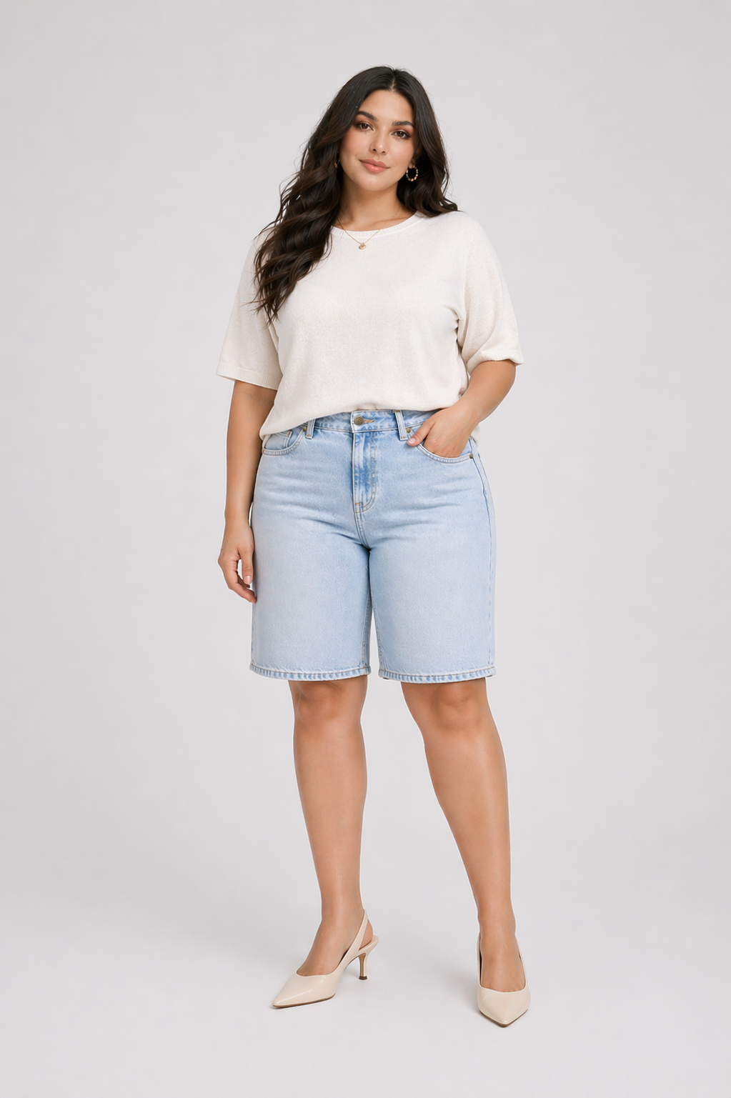 Short en jean sur-mesure light blue – Azure Freedom - SH905 - Vue 1