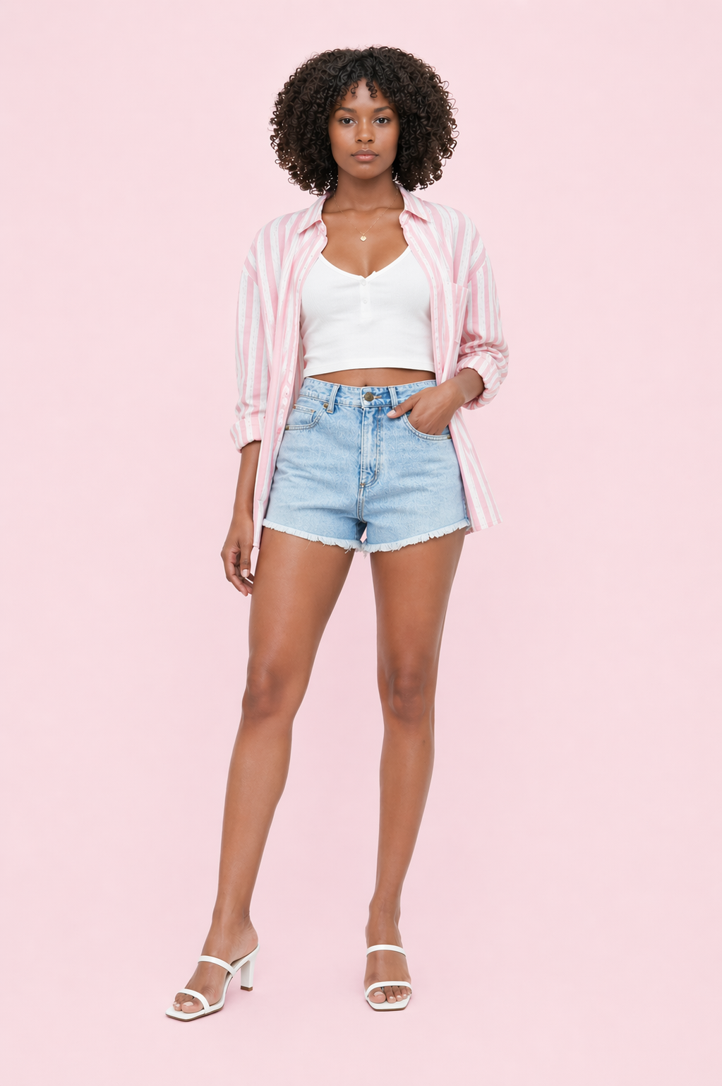 Short en jean sur-mesure taille haute – Comfort Code - SH906 - Vue 1