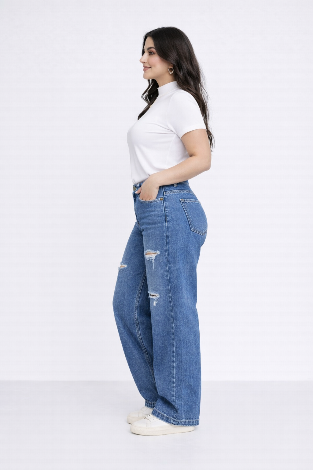 Jean sur-mesure wide leg taille moyenne – Tailored Ease 4 - WH805 - Vue 3