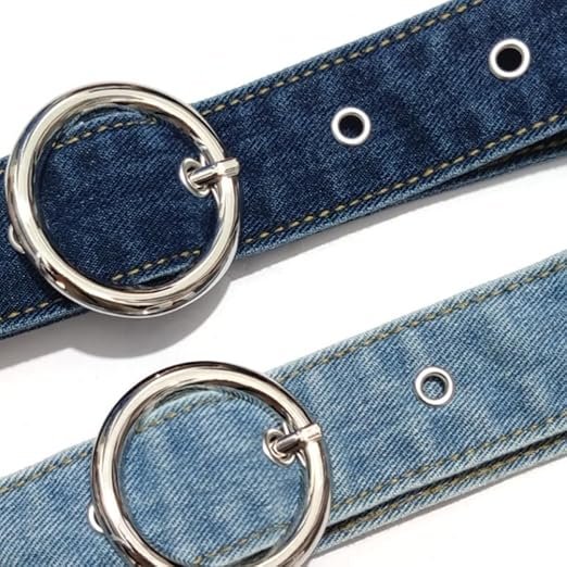 Ceinture Loop en Denim à Boucle Ronde argentée – Style Casual & Tendance – Image 2