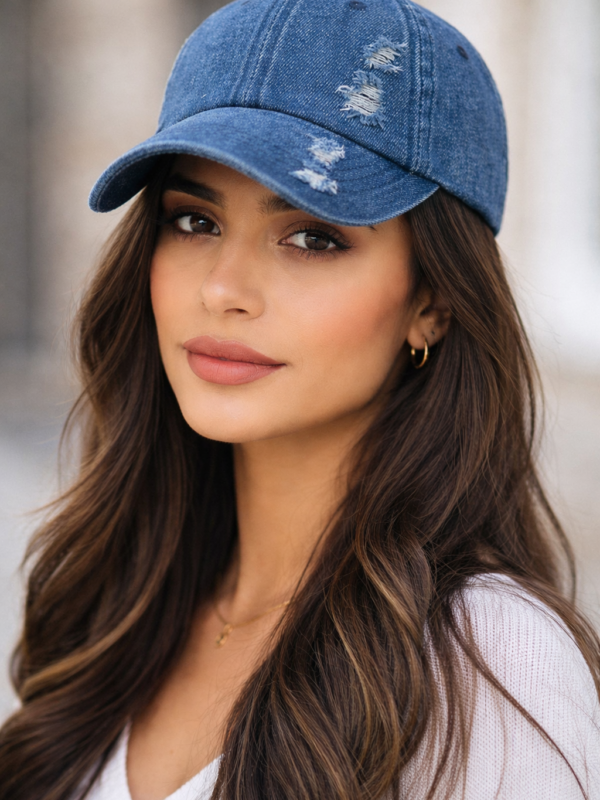 Casquette Frayden en denim personnalisable – effet usé